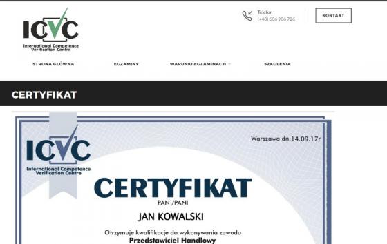 ICVC - Certyfikaty