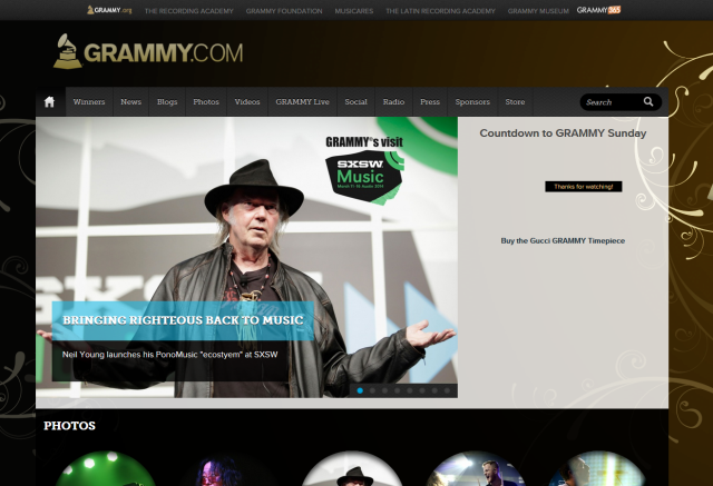 Strona w Drupalu - Nagród Grammy